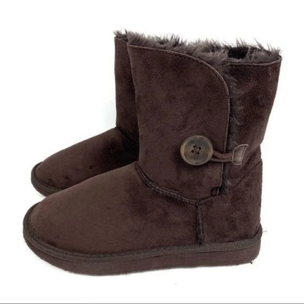 Bumper Brown Faux Suede & Fur Boots Size 7